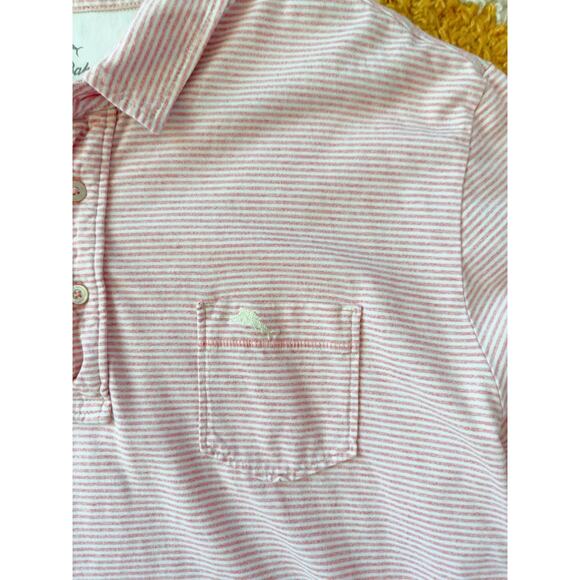 Tommy Bahama Mens Stripe Polo Size XL Salom pink Casual Vacation - Picture 4 of 7